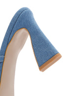 Women's Blue Thin Heeled Slippers | Derimod