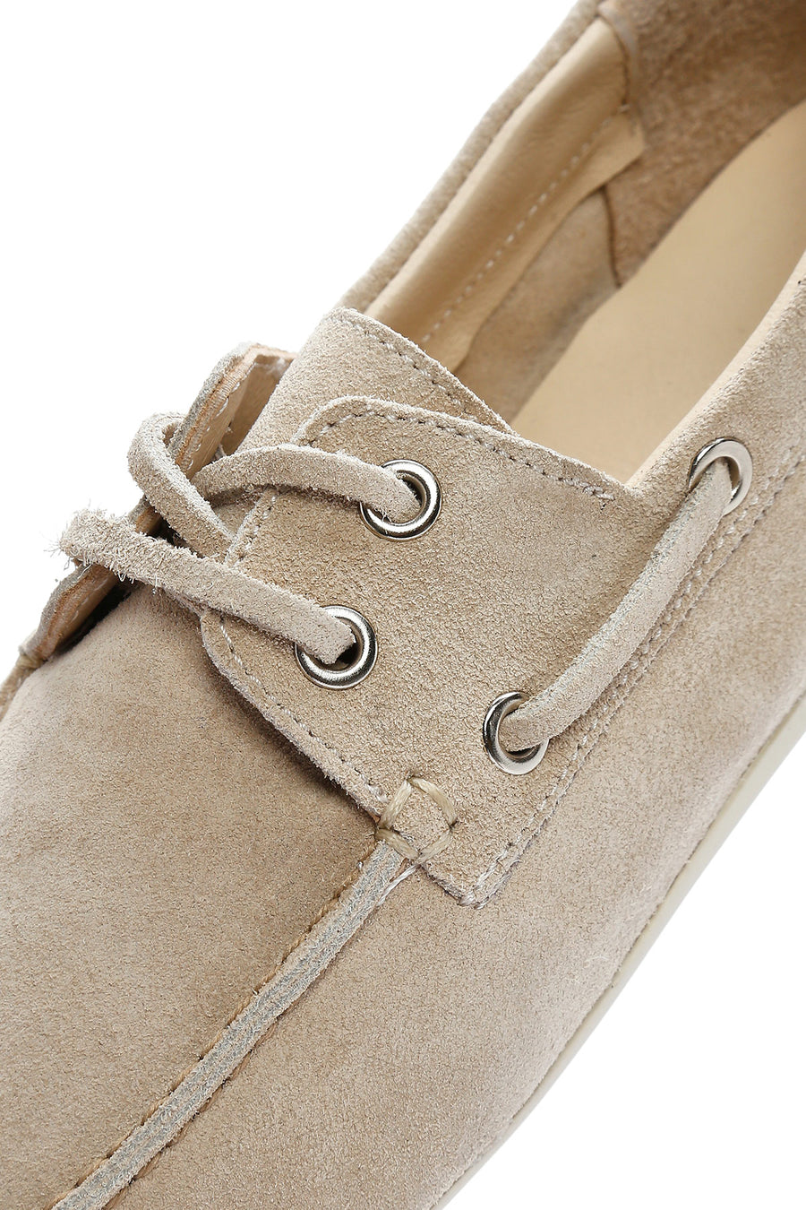 Women's Beige Lace-up Suede Leather Shoes