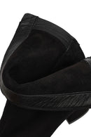 Woman Black Zip Closure Short Thick Heeled Suede Boots | Derimod
