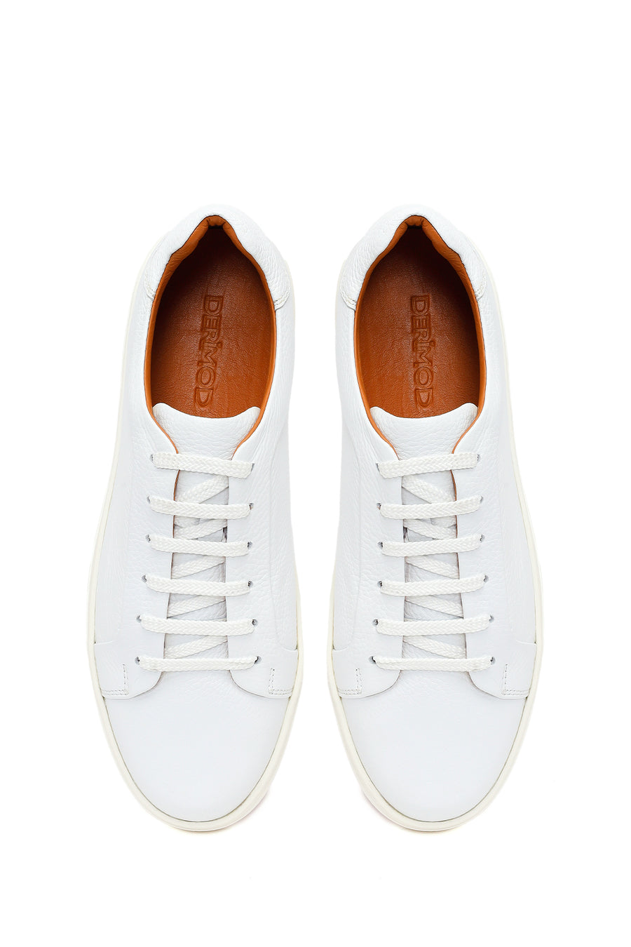 Erkek Beyaz Bağcıklı Deri Sneaker