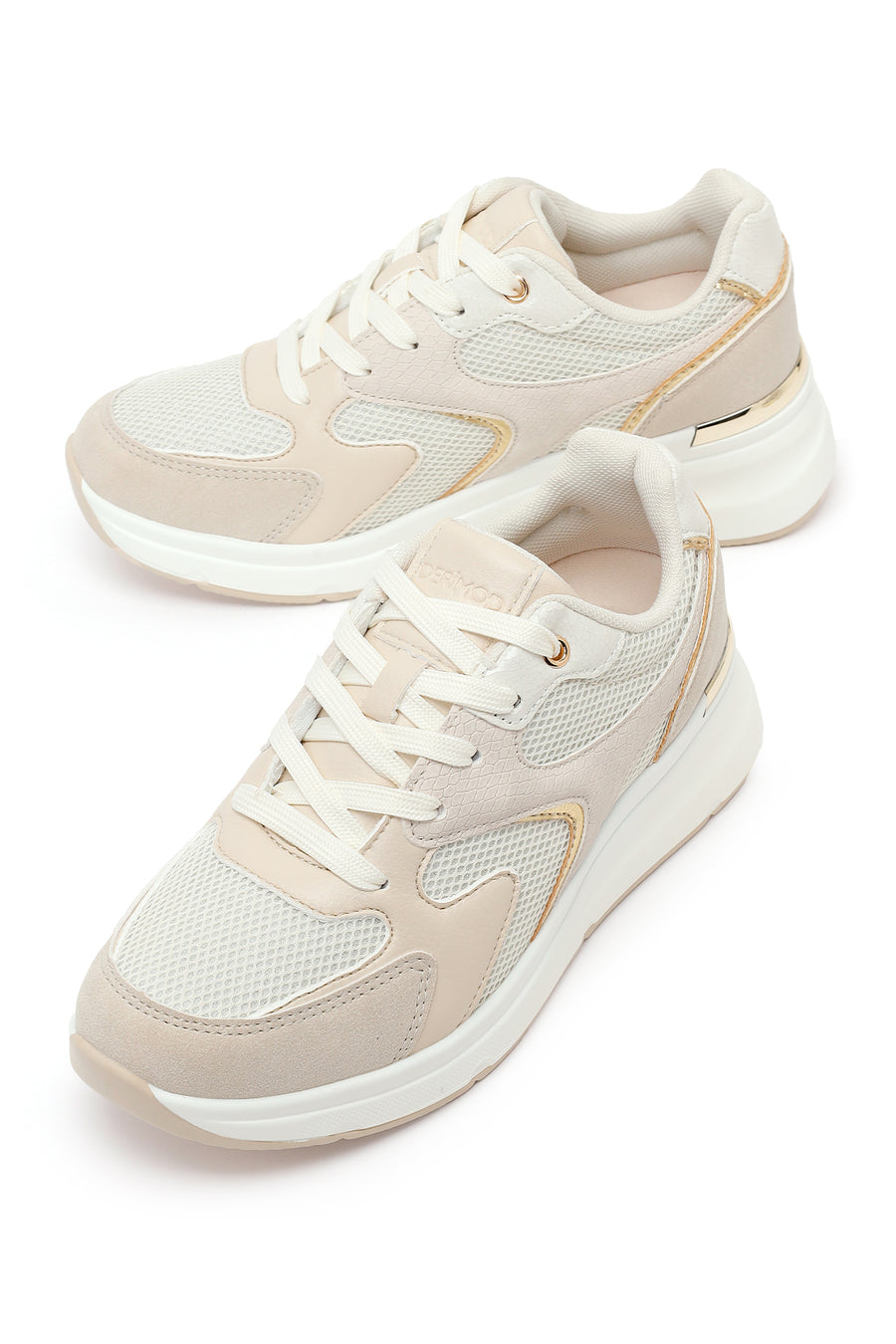 Kadın Bej Bağcıklı Dolgu Topuklu Sneaker