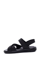 Men's Black Nubuck Leather Sandals | Derimod