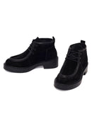 Woman Black Lace-Up Thick-Soled Suede Boots | Derimod
