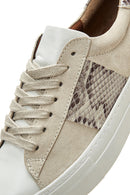 Women's Beige Leather Patterned Sneaker | Derimod