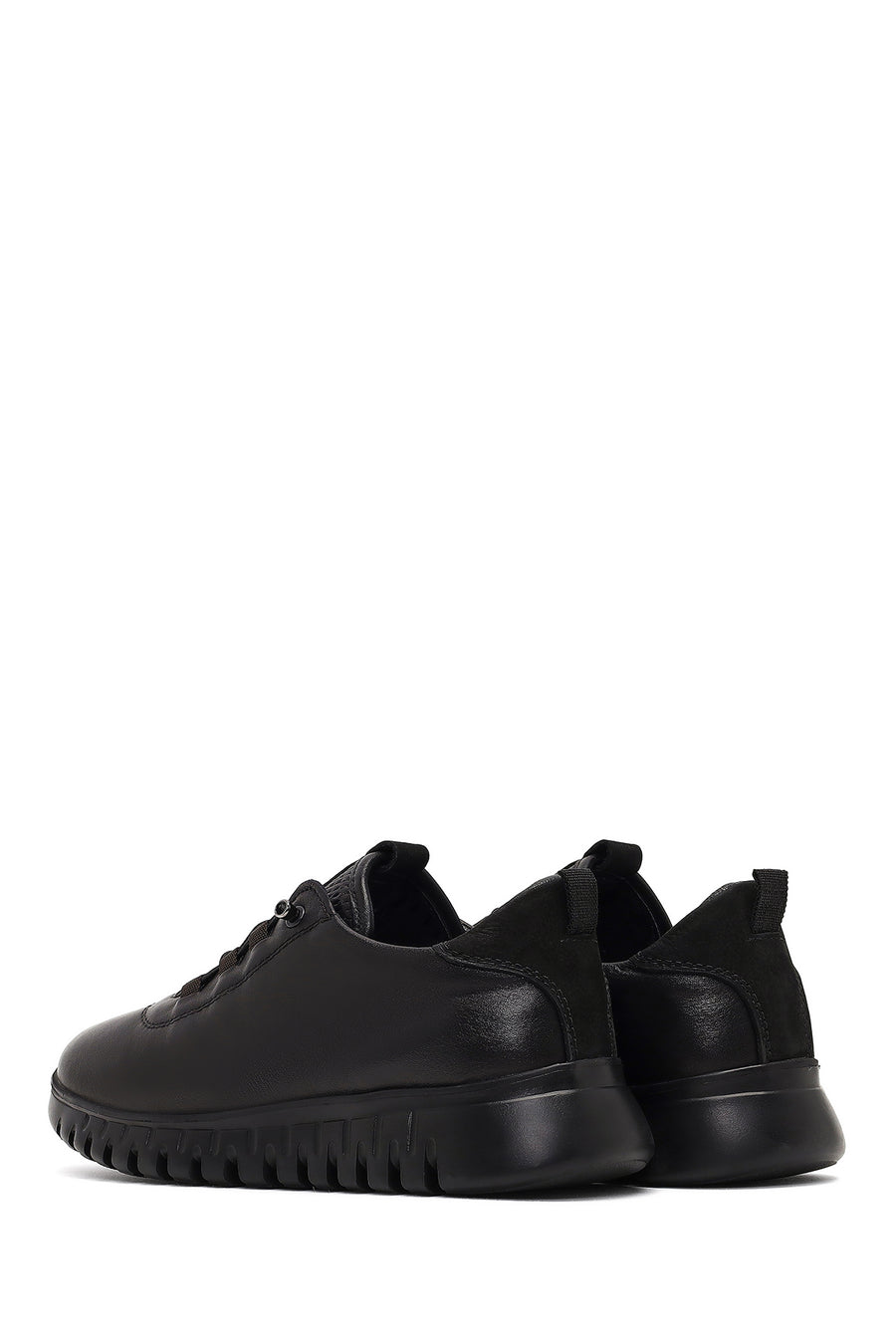 Kadın Siyah Bağcıklı Deri Sneaker