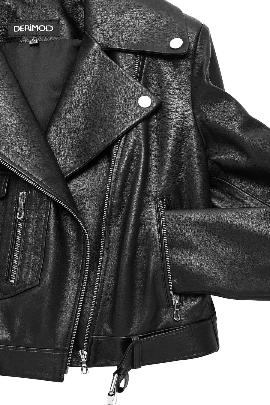 Atlantis Women's Black Double Breasted Leather Jacket