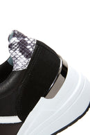 Kadın Siyah Deri Dolgu Topuklu Sneaker | Derimod