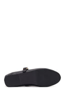 Women's Black Buckle Leather Ballerinas | Derimod