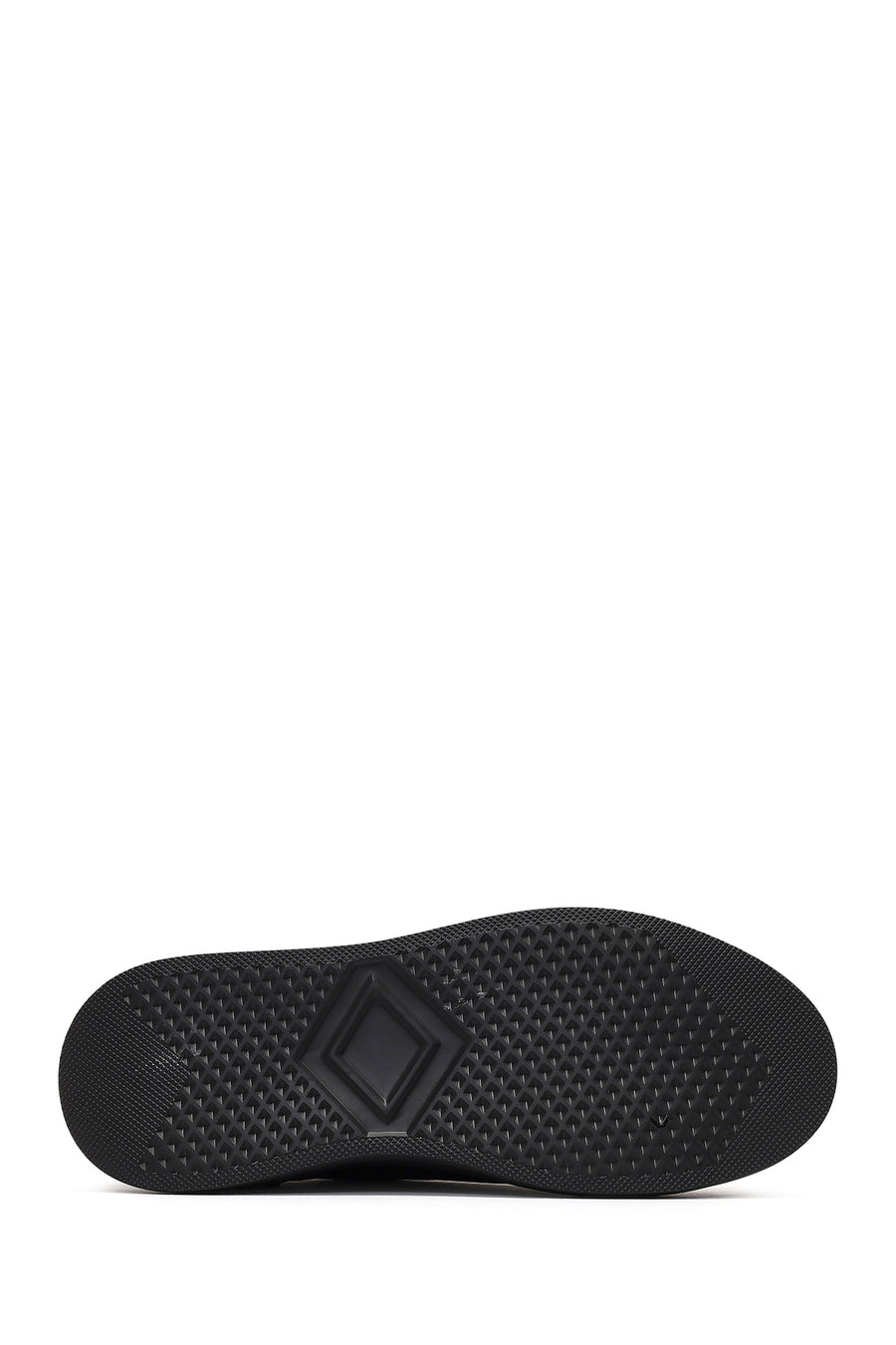 Men's Black Thick-Soled Leather Sneaker