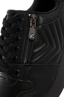 Women's Black Lace-Up Wedge Heel Leather Sneakers | Derimod