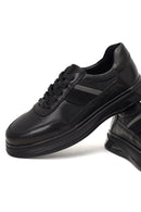 Erkek Siyah Bağcıklı Deri Casual Sneaker | Derimod