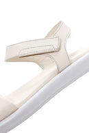 Women's Beige Leather Comfort Sandals | Derimod