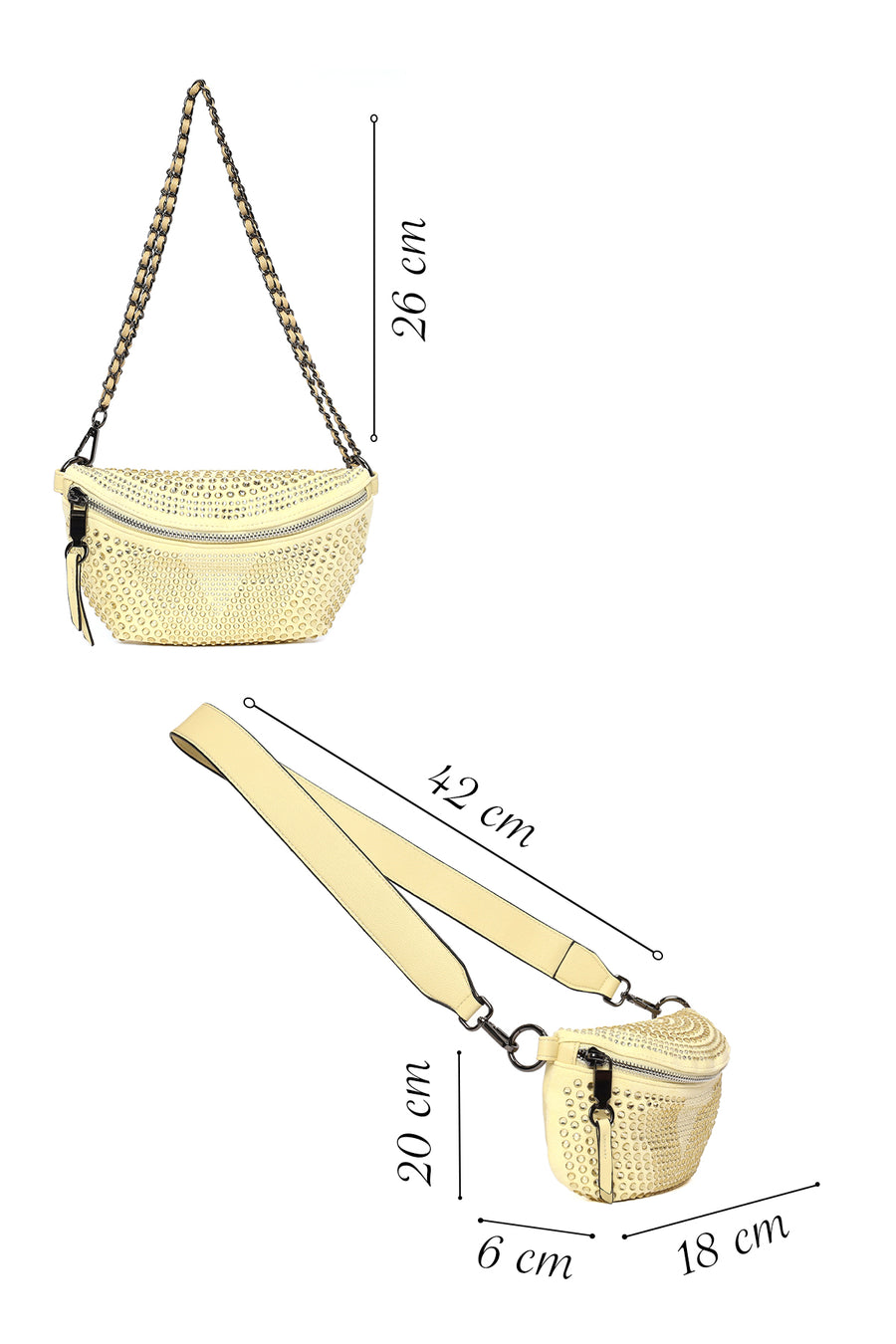 Woman Yellow Chain Strap Crossbody Bag