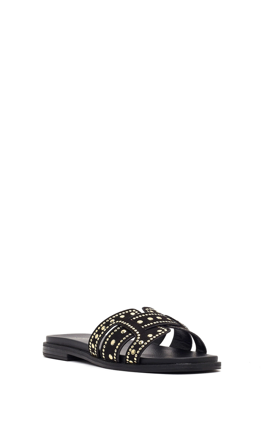 Women's Black Studded Suede Slippers