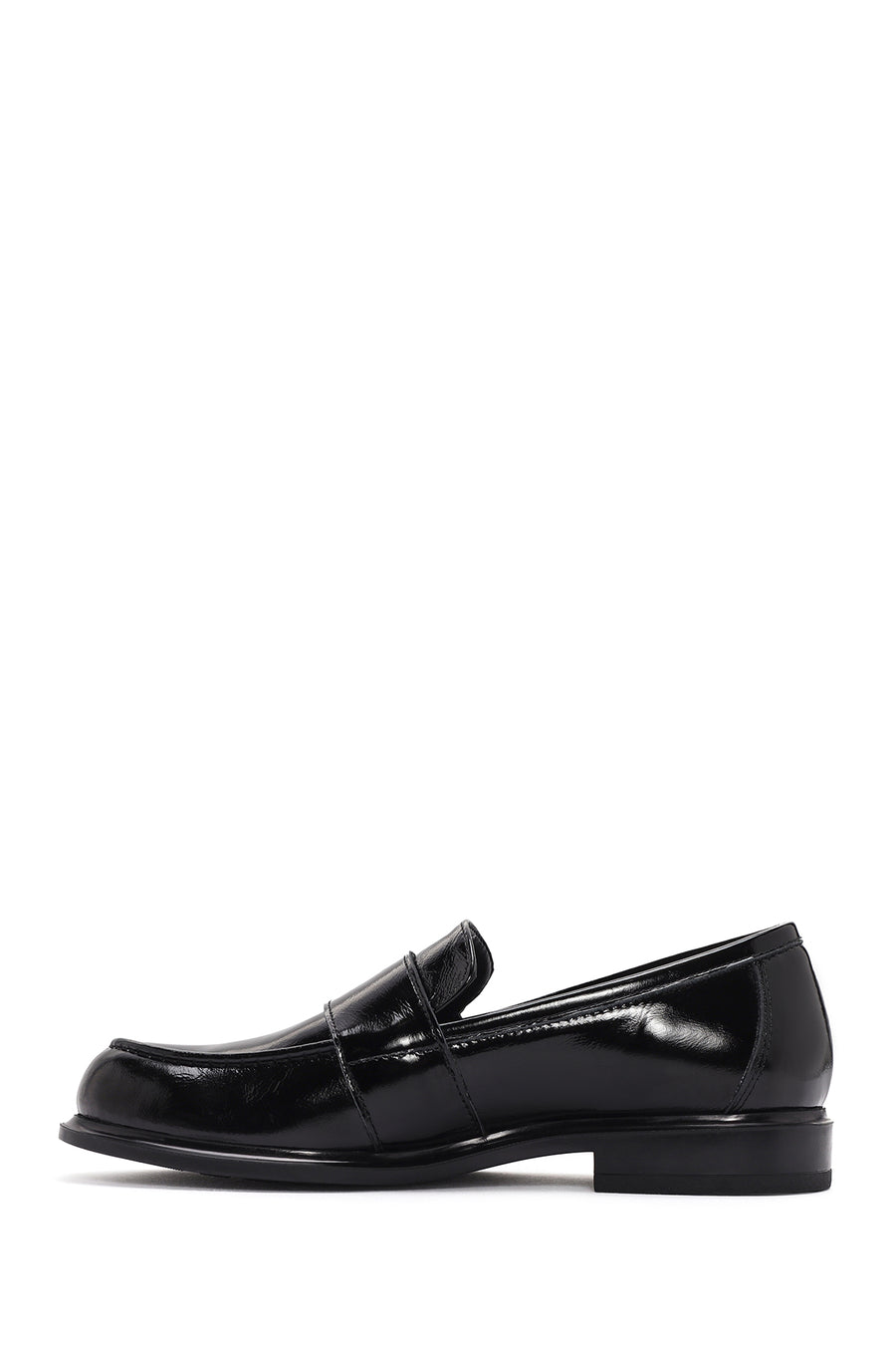 Kadın Siyah Rugan Deri Maskülen Loafer