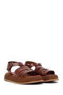 Woman Brown Buckled Thick-Soled Leather Sandal | Derimod