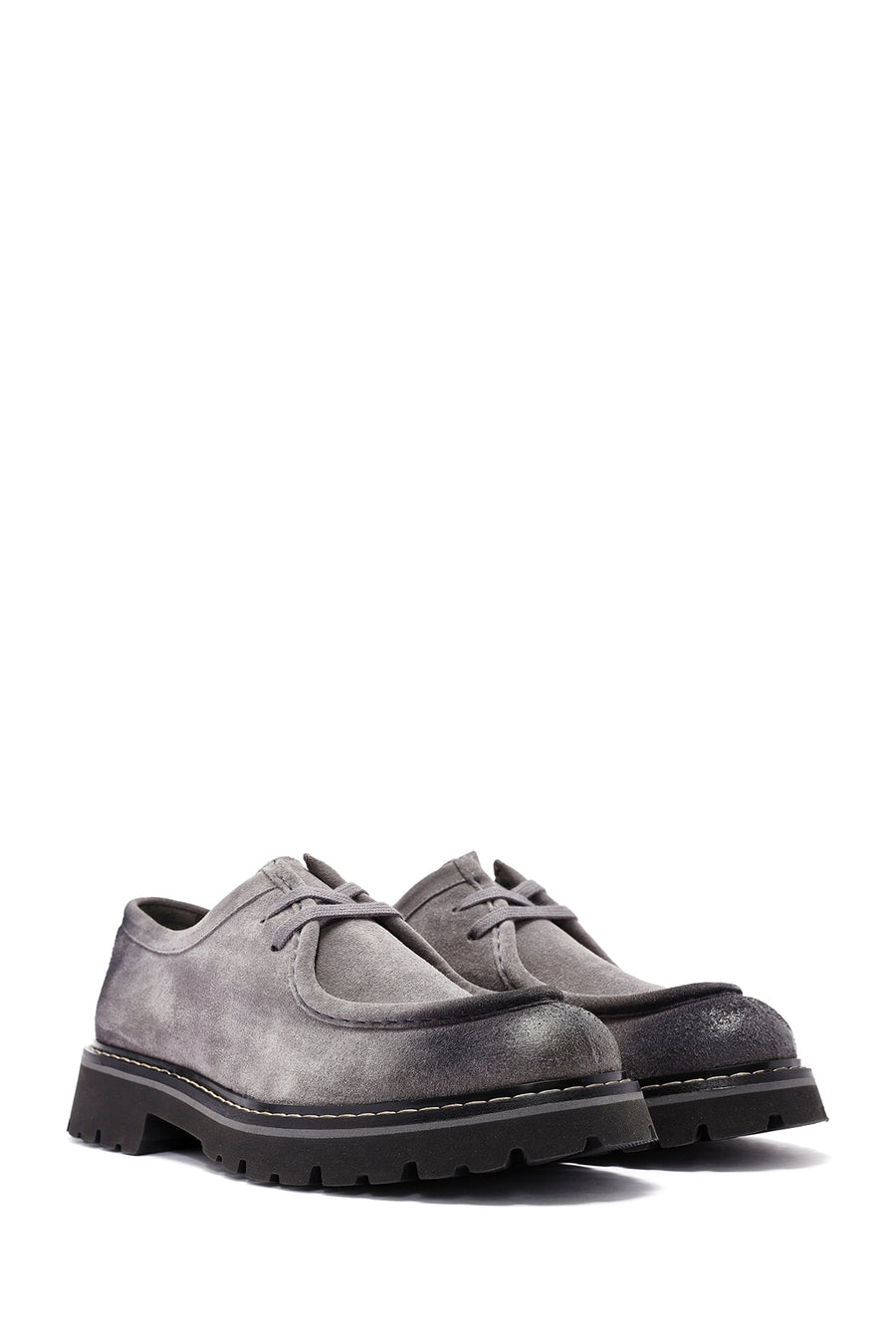 Men's Gray Lace-up Suede Leather Casual Shoes