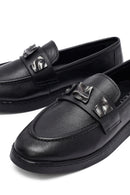 Kadın Siyah Tokalı Deri Loafer | Derimod