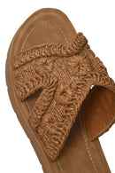 Women's Camel Straw Slippers | Derimod