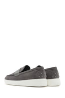 Men's Gray Thick Sole Suede Leather Casual Loafer | Derimod