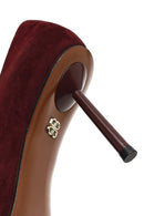 Kadın Bordo İnce Topuklu Süet Deri Stiletto | Derimod