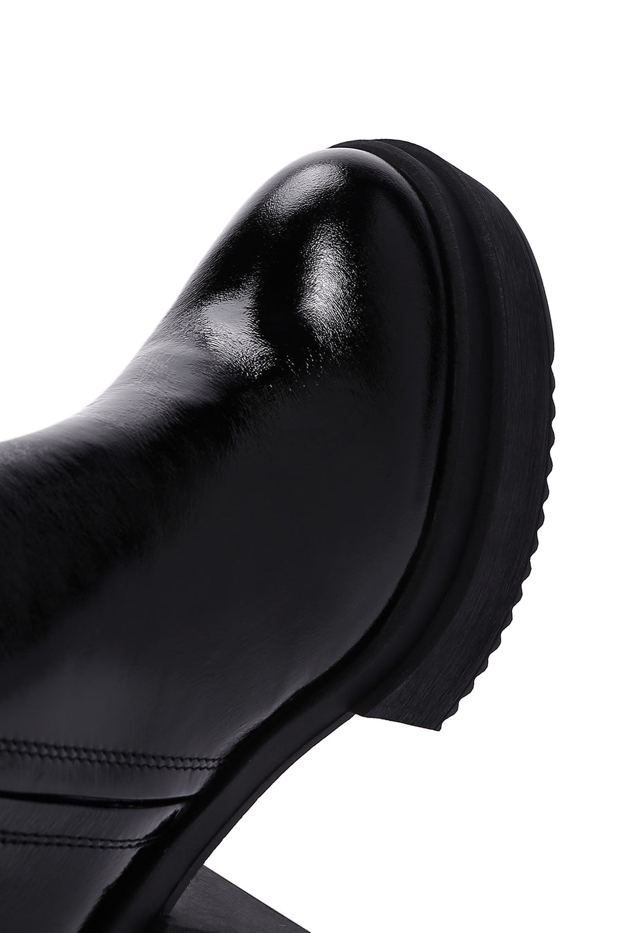 Women's Black Patent Leather Heeled Chelsea Boots