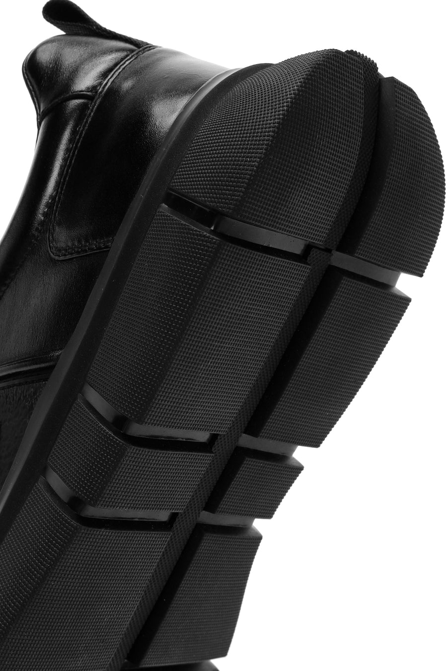 Erkek Siyah Bağcıklı Kalın Tabanlı Deri Casual Sneaker