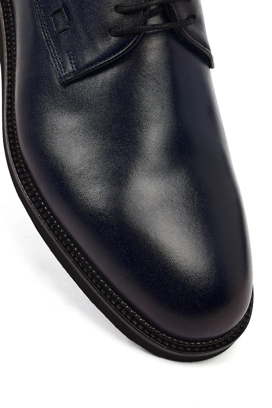 Men's Navy Blue Lace-up Leather Casual Shoes