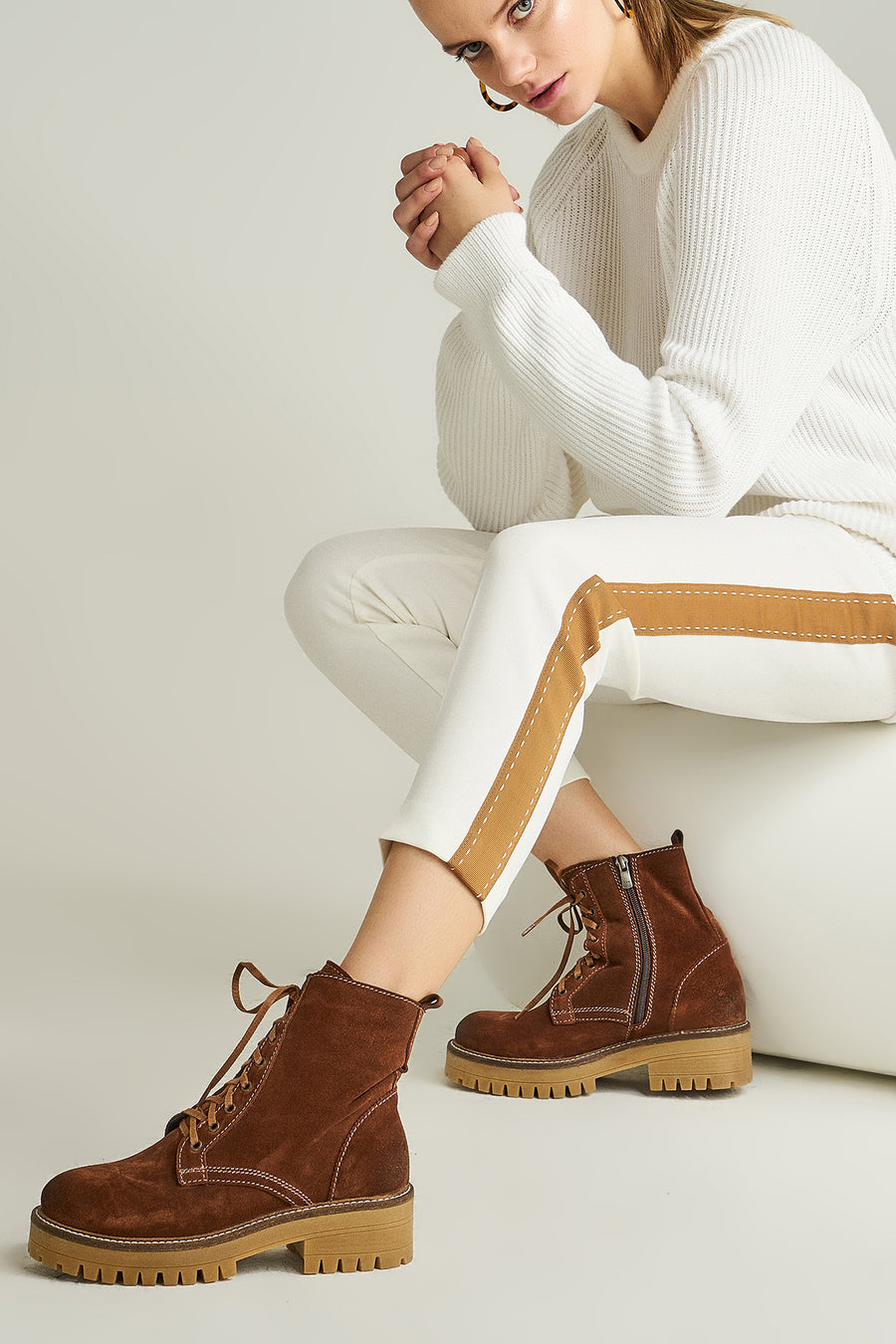 Lace-Up Women's Suede Boots