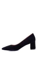 Women's Black Suede Leather Heeled Shoes | Derimod