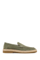 Men's Green Suede Leather Casual Loafer | Derimod