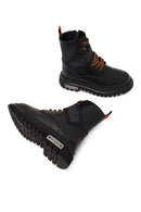 Harley Davidson Woman Black Becky Zip Closure Thick-Soled Leather Combat Boots | Derimod