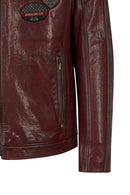 Hamilton Male Burgundy Crest Sports Leather Jacket | Derimod