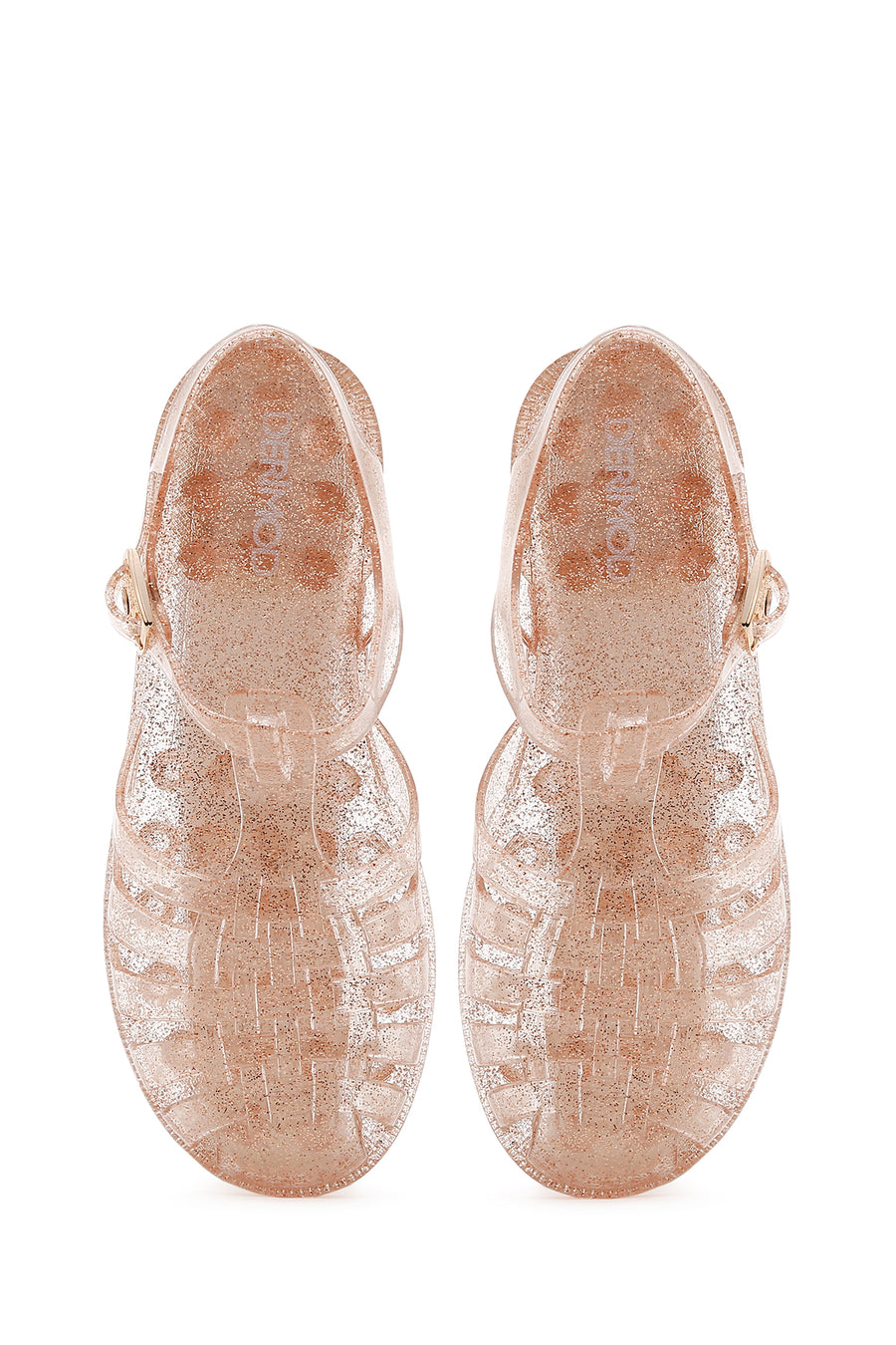 Women's Gold Ankle Strap Jelly Sandals