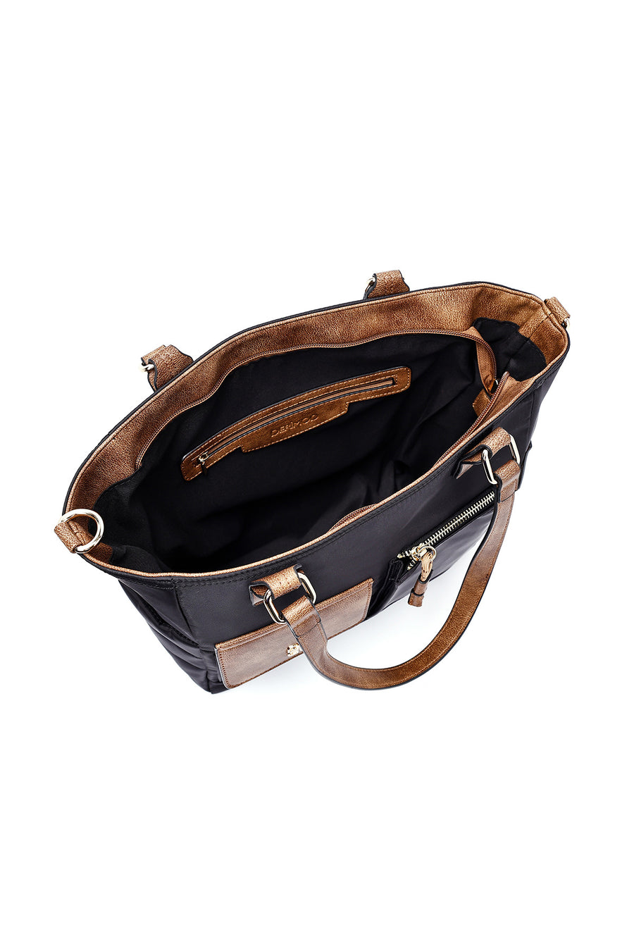 Woman Black Long-Strap Fabric Shoulder Bag