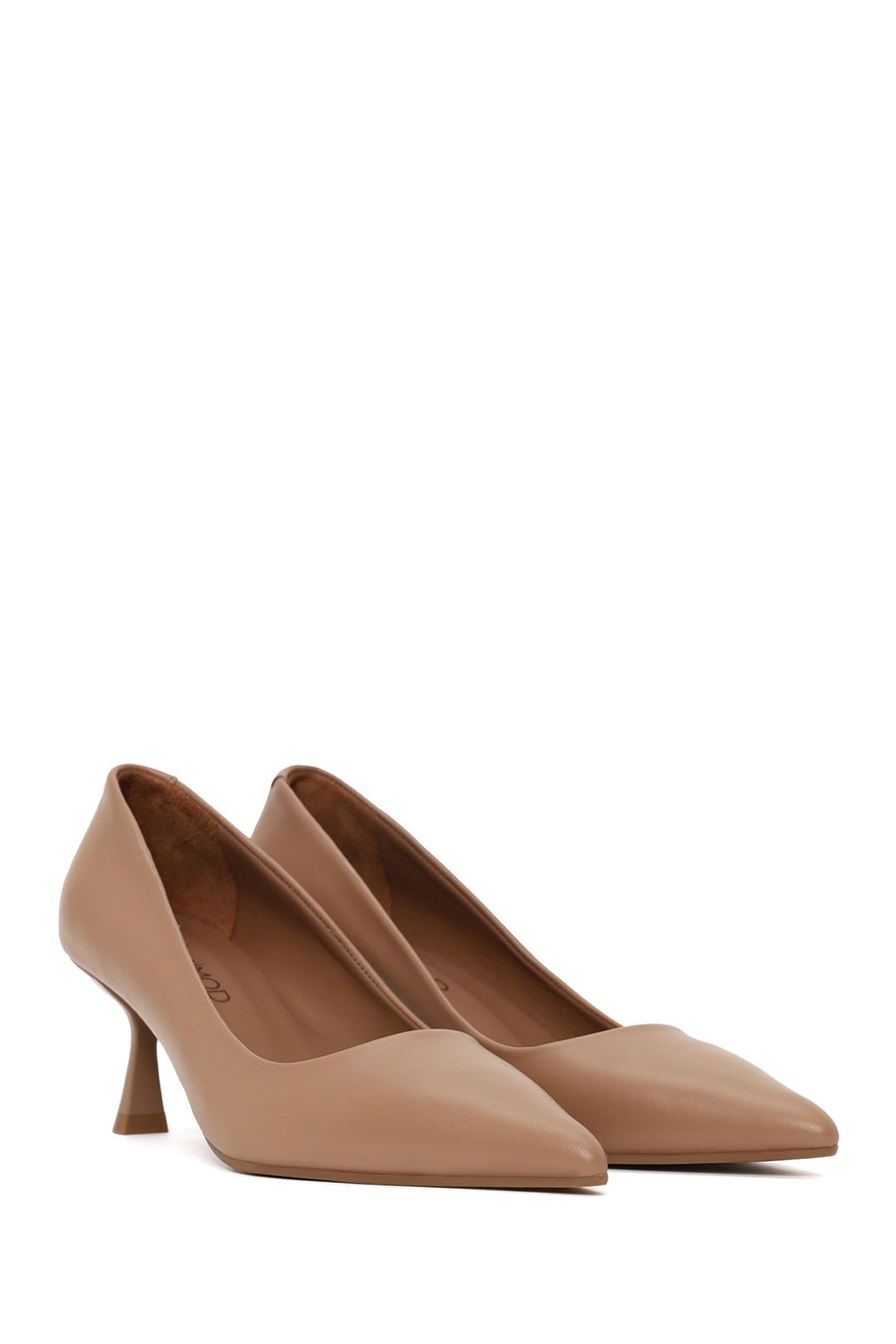 Woman Beige Thin-Heeled Leather Stiletto