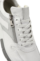 Women's White Lace-Up Side Zipper Leather Sneaker | Derimod