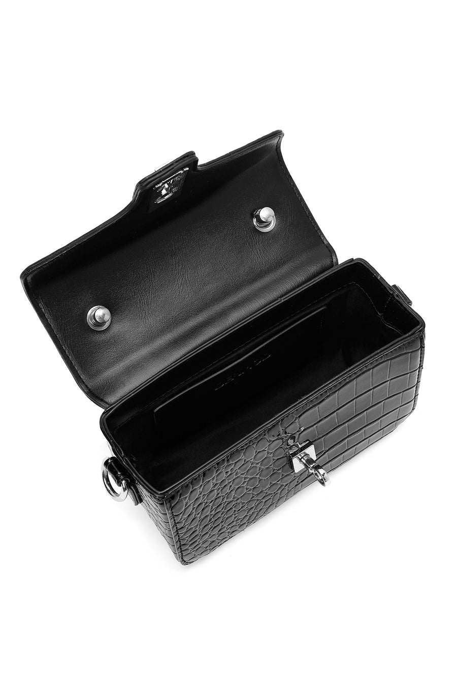 Women Black Long Strap Mini Classic Patent Crossbody Bag