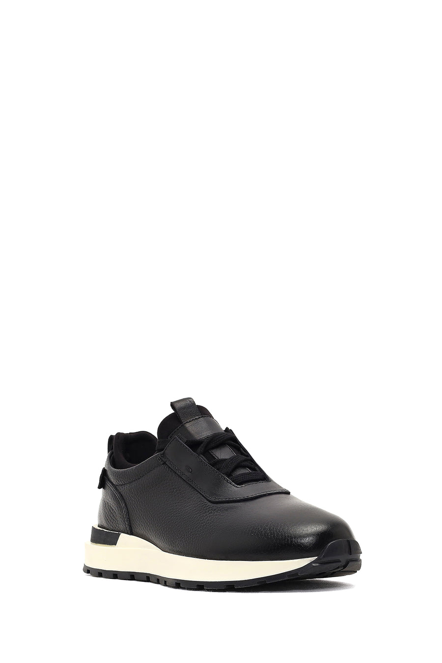 Erkek Siyah Kalın Tabanlı Deri Casual Sneaker