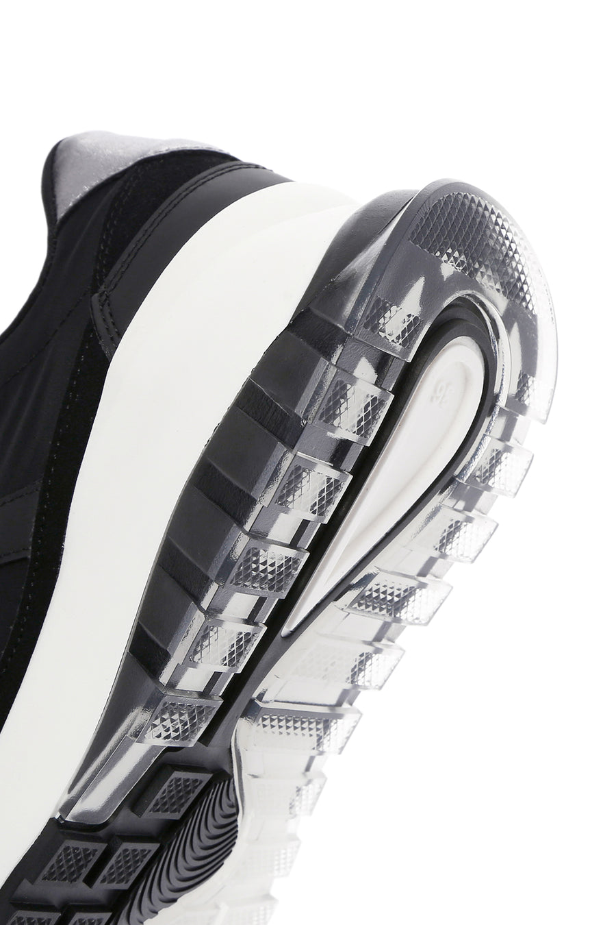 Women's Black Lace-up Thick-Sole Sports Sneaker
