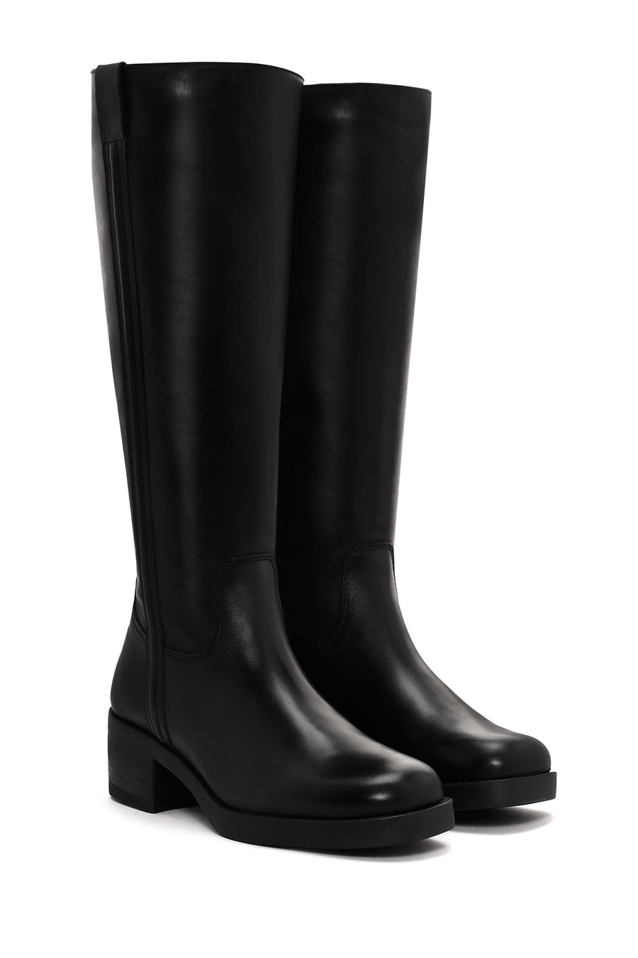 Women's Black Zippered Leather Boots