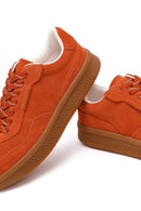 Kadın Turuncu Bağcıklı Süet Deri Sneaker | Derimod