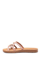 Kadın Altın Taşlı Düz Terlik | Derimod