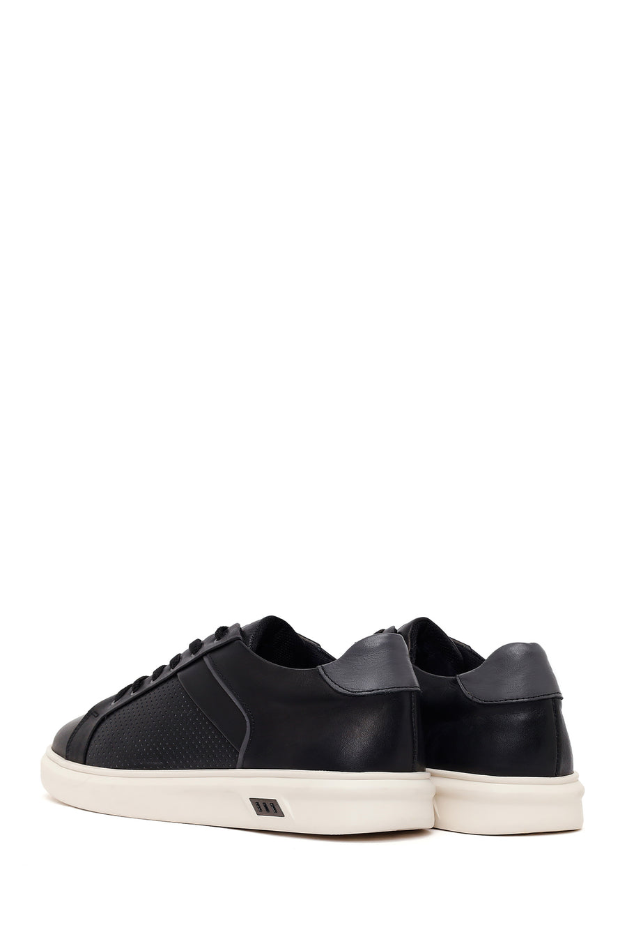 Erkek Siyah Bağcıklı Deri Sneaker