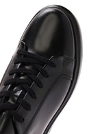 Erkek Siyah Bağcıklı Deri Sneaker | Derimod