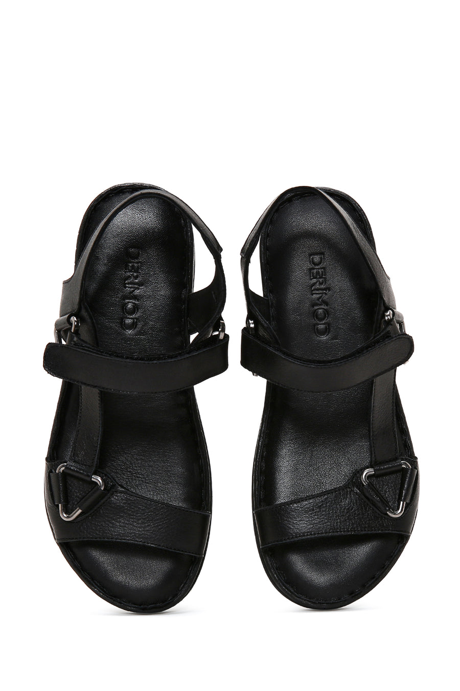 Women's Black Leather Comfort Sandals