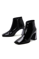 Women's Black Patent Leather Heeled Boots | Derimod