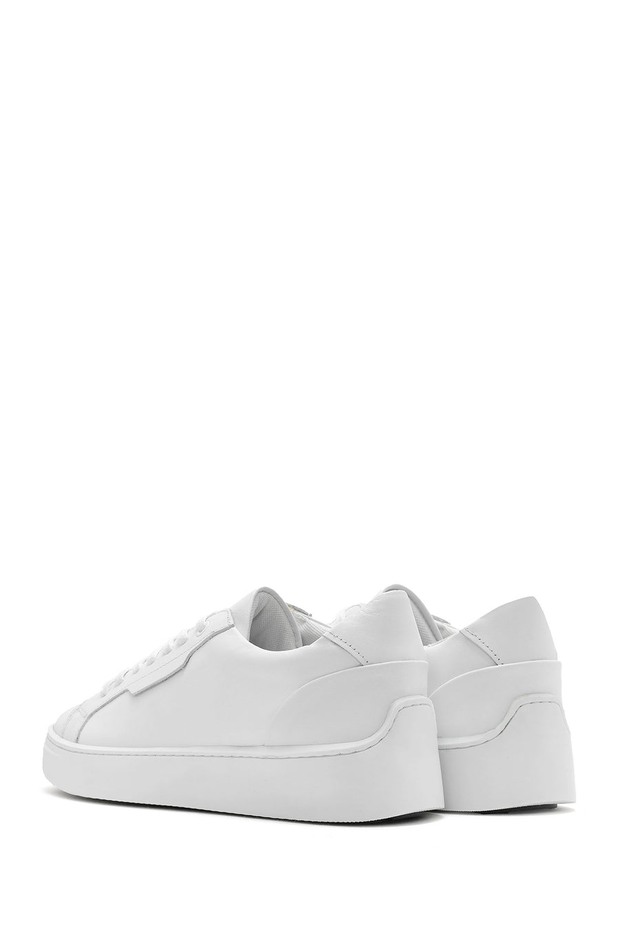 Erkek Beyaz Bağcıklı Deri Sneaker