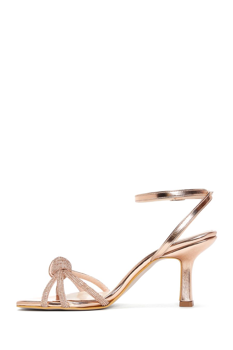 Women's Gold Ankle Buckle Stoned Thin Heel Sandals