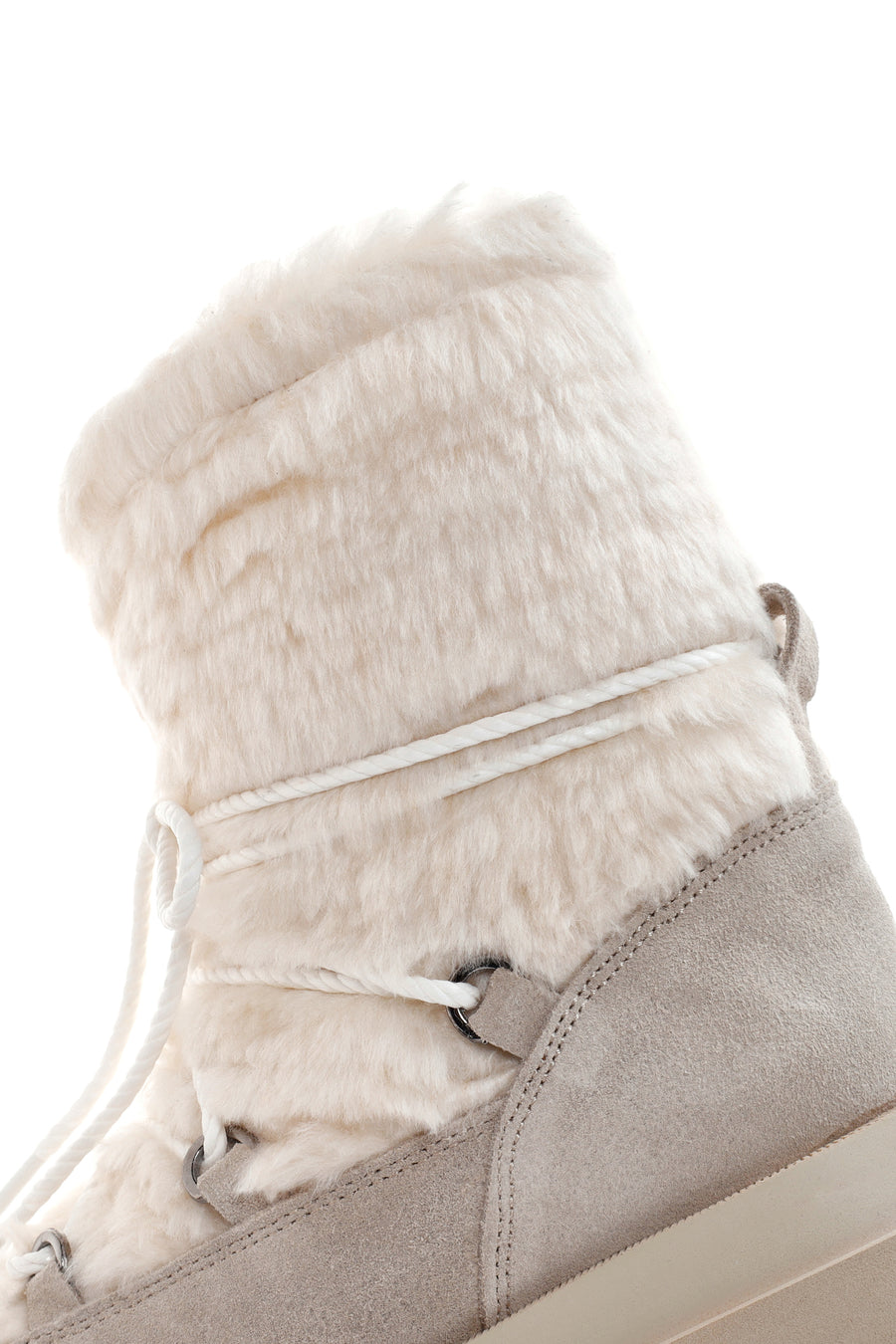 Women's Beige Plush Suede Leather Boots